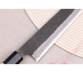 Faca sujihiki japonesa artesanal de 27 cm Hinoura Mutsumi Ajikataya Preto Nashiji 2