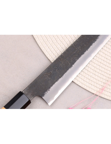 27 cm Hinoura Mutsumi Ajikataya Nero Nashiji Coltello sujihiki giapponese fatto a mano