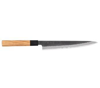 Hinoura Mutsumi Ajikataya Svart Nashiji 24cm Japansk handgjord sujihikikniv
