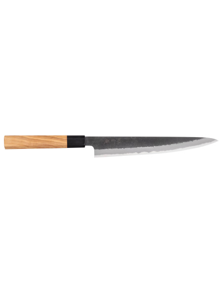 Sujihiki-Messer 24cm japanisch handgefertigt Hinoura Mutsumi Ajikataya Black Nashiji