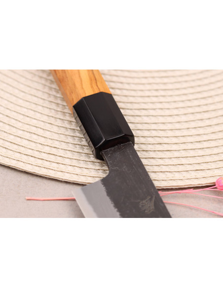 Hinoura Mutsumi Ajikataya Nero Nashiji 24cm coltello giapponese sujihiki fatto a mano