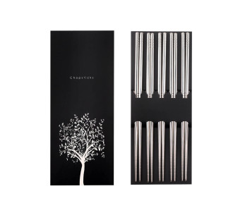 Conjunto de 5 pares de pauzinhos de aço inoxidável Kutoyama 24cm