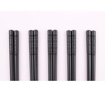 Conjunto de 5 pares de pauzinhos de fibra de vidro Kutoyama pretos de 24 cm 2