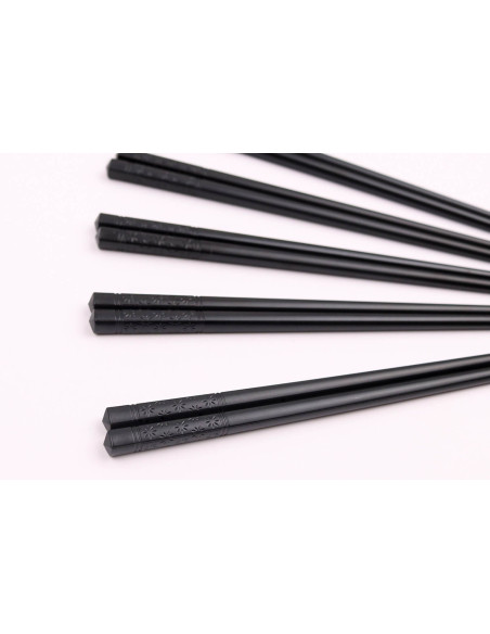 Juego de 5 pares de palillos negros de fibra de vidrio Kutoyama de 24 cm