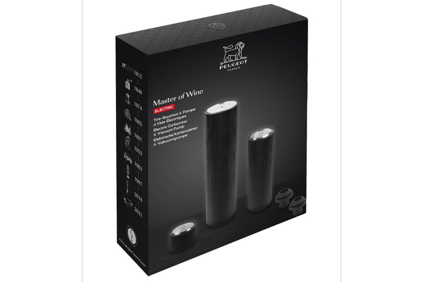 Peugeot Master of Wine set: Line Reverse corkscrew + Line Preserve electric vacuum pump