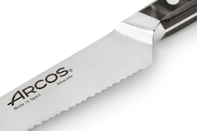 Arcos Eclipse coltello da pane 20 cm lama seghettata manico in acrilico nero perlato