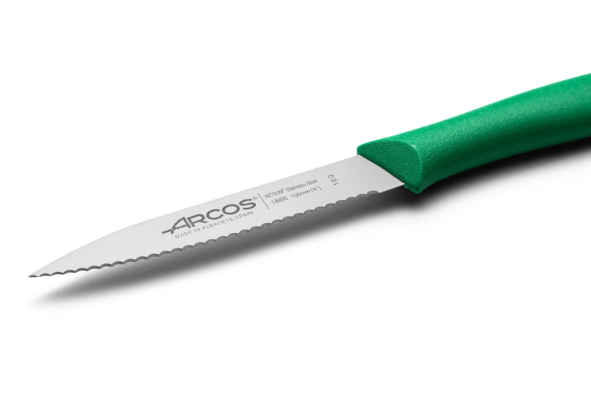 Arcos Nova skalkniv 10cm tandat blad grönt handtag