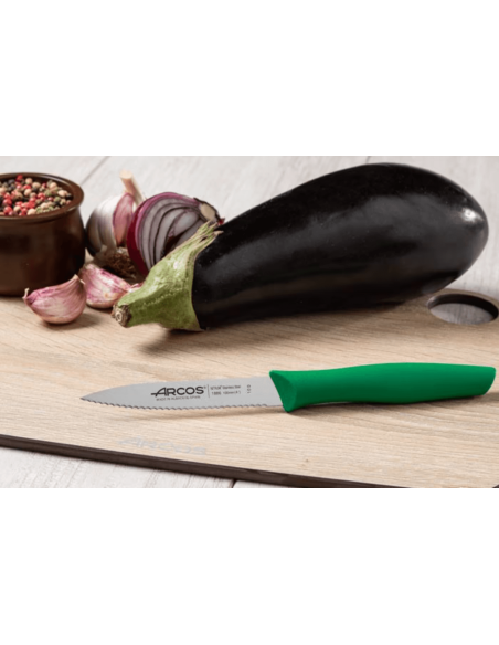 Arcos Nova Spickmesser mit gezahnter Klinge 10cm grüner Griff