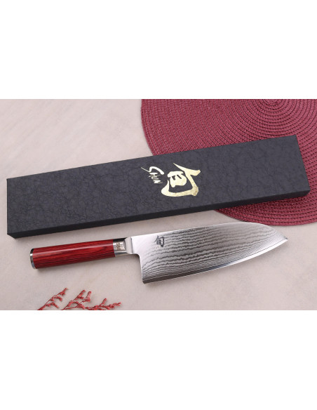Faca santoku Kai Shun Classic edição limitada Lâmina vermelha de 19 cm