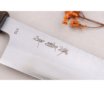 Bunka-Messer 16,5cm japanisch handgefertigt Sakai Kikumori TS10 aus schwarzer Eiche 2