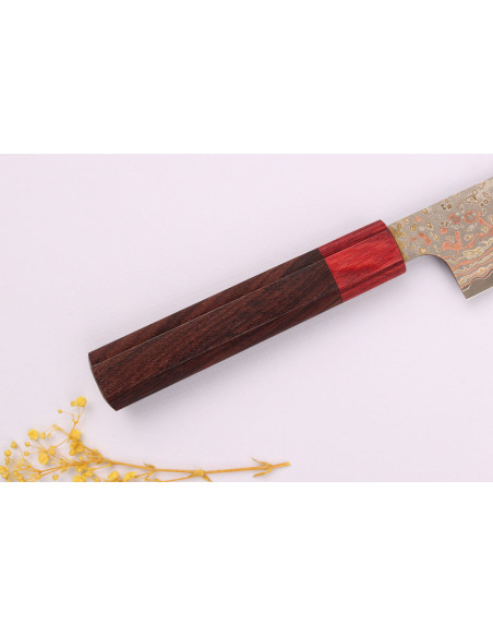 VG10 Rainbow Nashiji Takeshi Saji Faca sujihiki japonesa de 24 cm feita à mão