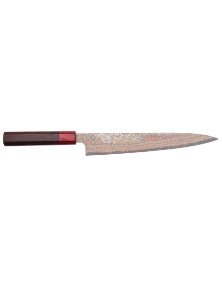 VG10 Rainbow Nashiji Takeshi Saji Faca sujihiki japonesa de 24 cm feita à mão
