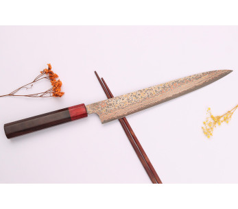 Takeshi Saji VG10 Rainbow Nashiji 27cm sujihiki japanilainen käsintehty veitsi 2
