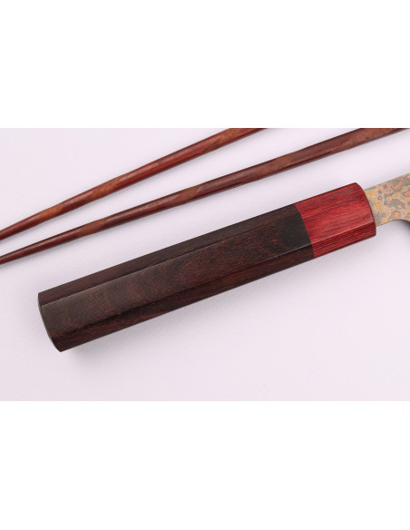 Takeshi Saji VG10 Rainbow Nashiji 27 cm sujihiki japansk håndlavet kniv