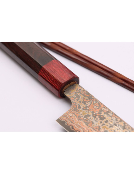 Takeshi Saji VG10 Rainbow Nashiji 27 cm sujihiki japansk håndlavet kniv
