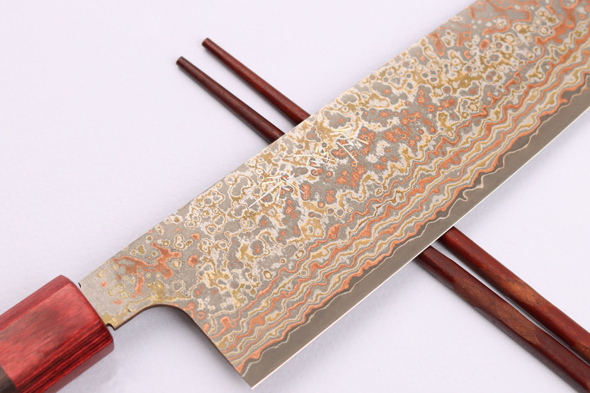 Takeshi Saji VG10 Rainbow Nashiji 24cm handmade Japanese chef ' s knife