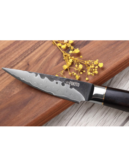 Spickmesser 9cm Fukito Damaszener-Ebenholz VG10