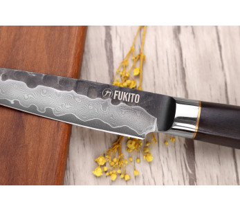 Cuchillo Utilitario VG10 Fukito 12cm Damasco Ébano 2