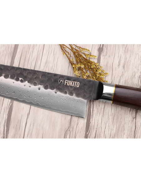VG10 kiritsuke mes 17cm Fukito Ebbenhout Damascus