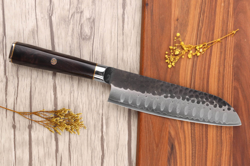 17cm Fukito Ebony Damascus VG10 santoku veitsi