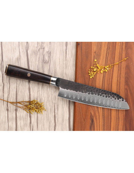 VG10 Coltello Santoku 17 cm Fukito Ebano Damasco