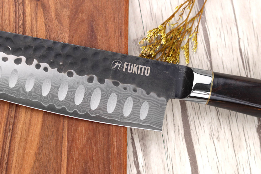 VG10 Coltello Santoku 17 cm Fukito Ebano Damasco