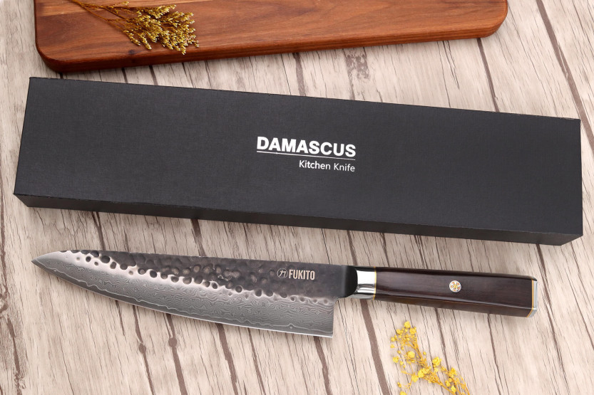 Coltello da cuoco Fukito 20 cm Ebano Damasco VG10