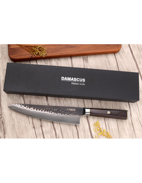 Chef ' s knife 20cm Fukito Ebony Damascus VG10