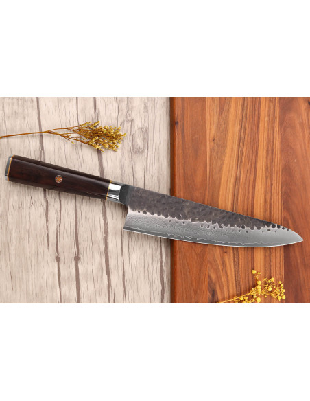 Set of 3 Fukito Ebony Damascus VG10 Chef + Universal + Office knives