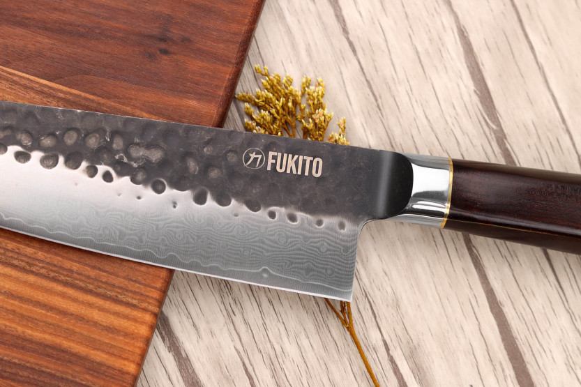 Set of 3 Fukito Ebony Damascus VG10 Chef + Universal + Office knives
