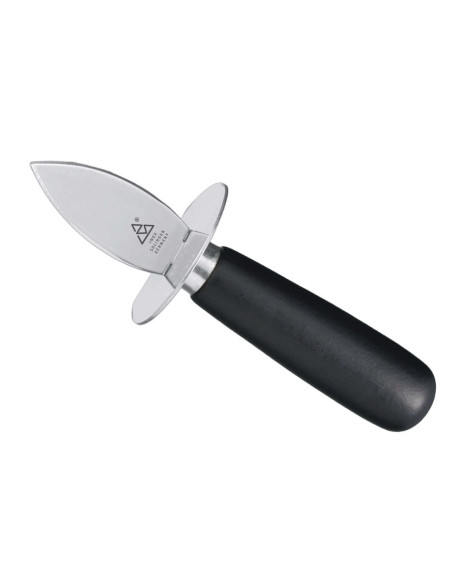 Cuchillo triangular ostra mango de madera lacada en negro hoja y guarda de acero inoxidable