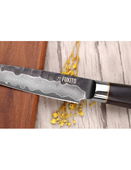 Messerset 3 Fukito Damast-Ebenholzmesser VG10 Chef + Universal + Office