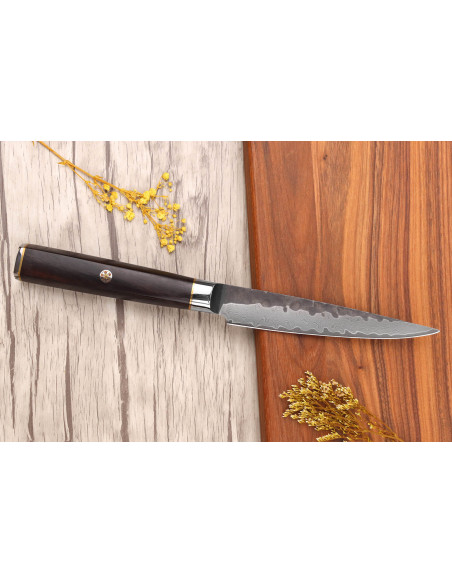 Set of 3 Fukito Ebony Damascus VG10 Chef + Universal + Office knives