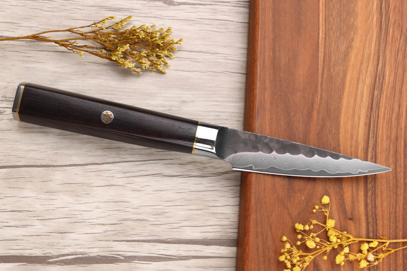 Set of 3 Fukito Ebony Damascus VG10 Chef + Universal + Office knives