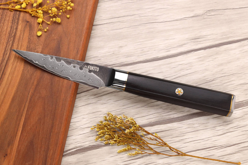 Set of 2 Fukito Ebony Damascus VG10 Chef + Office knives