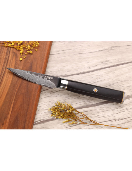 Set of 2 Fukito Ebony Damascus VG10 Chef + Office knives