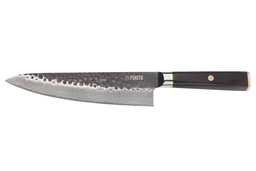 Set of 2 Fukito Ebony Damascus VG10 Chef + Office knives