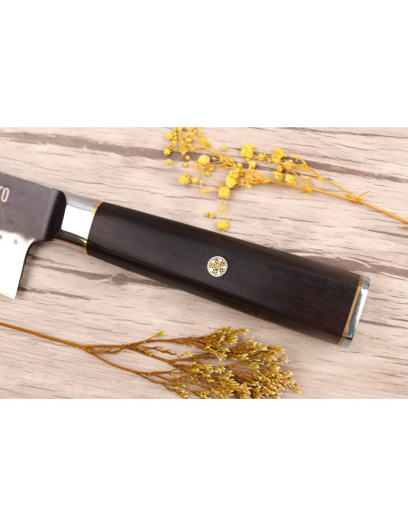 Conjunto de 2 facas Fukito Ebony Damascus VG10 Chef + Facas de escritório