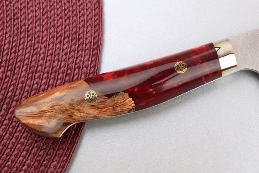 21cm Nigara Hamono Migaki Tsuchime SG2 acrylic handle japanese artisanal chef's knife