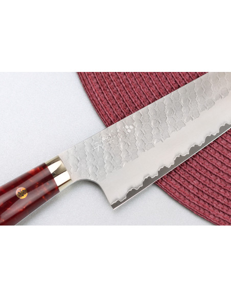 21cm Nigara Hamono Migaki Tsuchime SG2 acrylic handle japanese artisanal chef's knife