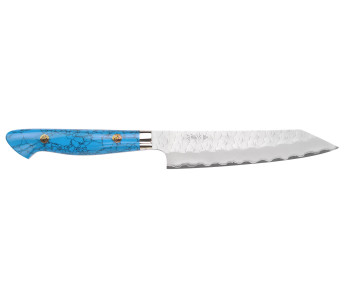 Nigara Hamono Migaki Tsuchime SG2 15 cm coltello giapponese multiuso manico turchese
