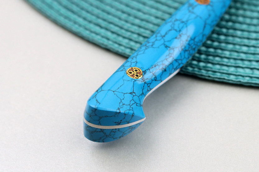 Nigara Hamono Migaki Tsuchime SG2 15cm universeel Japans mes turkoois handvat