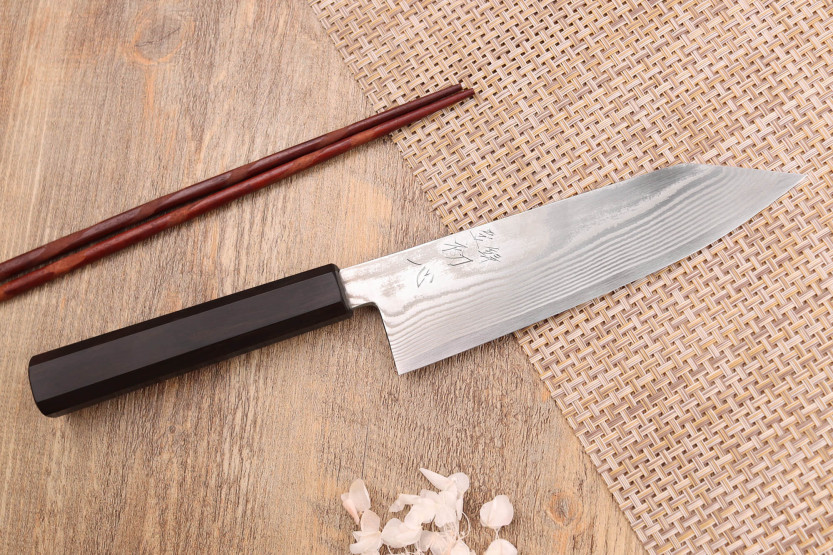 18cm Hatsukokoro Ginsou Damascus bunka veitsi eebenpuu kahva japanilainen käsityötaito