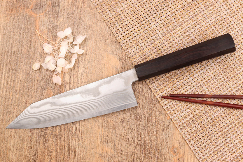 18cm Hatsukokoro Ginsou Damascus bunka knife ebony handle japanese craftsmanship