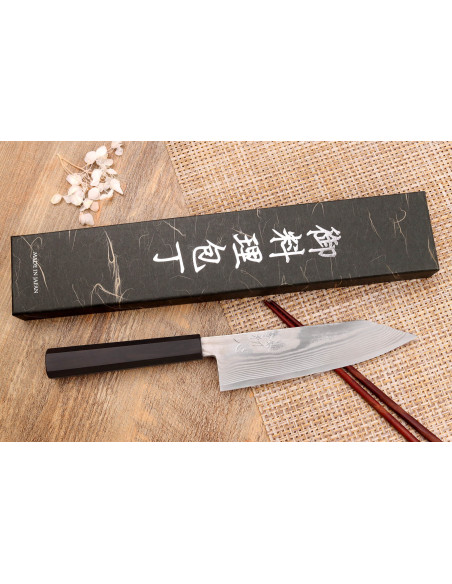 18cm Hatsukokoro Ginsou Damascus bunka veitsi eebenpuu kahva japanilainen käsityötaito