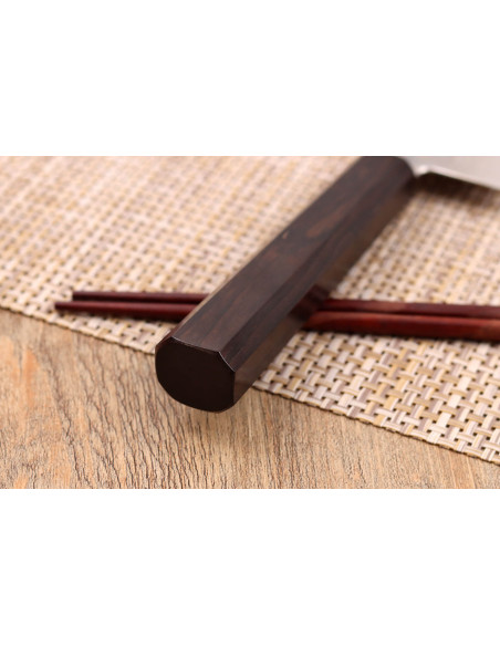 Faca bunka Hatsukokoro Ginsou Damascus de 18 cm, cabo em ébano, fabrico artesanal japonês