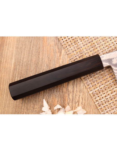 18cm Hatsukokoro Ginsou Damascus bunka knife ebony handle japanese craftsmanship
