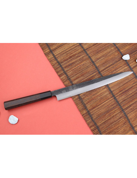 Hatsukokoro Shirasagi 27cm japanilainen käsintehty yanagiba veitsi Wenge kahva
