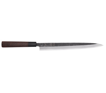 Hatsukokoro Shirasagi 30cm cuchillo japonés hecho a mano yanagiba mango wengué