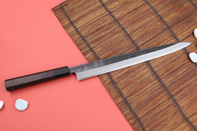 Yanagiba-Messer 30cm japanisch handgefertigt Hatsukokoro Shirasagi Griff aus Wenge